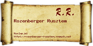 Rozenberger Rusztem névjegykártya
